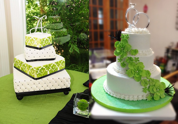 Торт на свадьбу в зеленом цвете